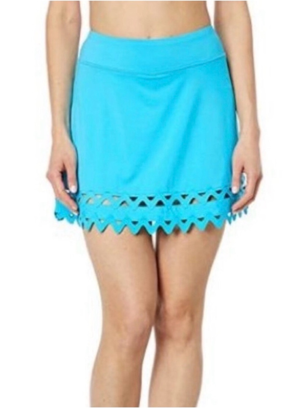 Lilly Pulitzer Aqua Laser-Cut Hem Mini Skirt